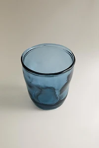 TRANSLUCENT BLUE GLASS TOOTHBRUSH TUMBLER