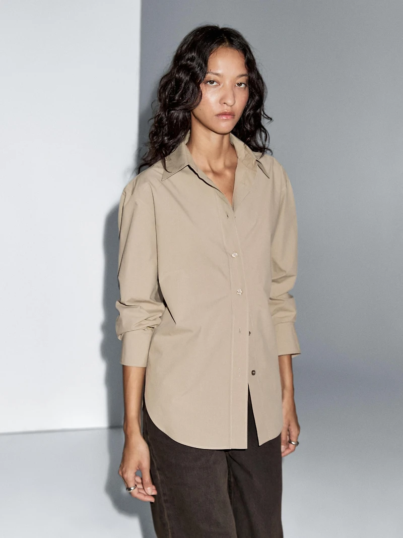 Long 100% cotton poplin shirt