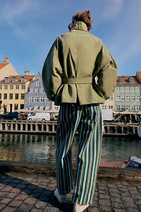 HIGH COLLAR BELTED JACKET