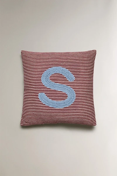 CHILDREN'S EMBROIDERED LETTER S THROW PILLOW