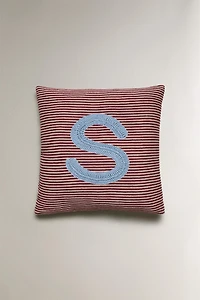 CHILDREN'S EMBROIDERED LETTER S THROW PILLOW