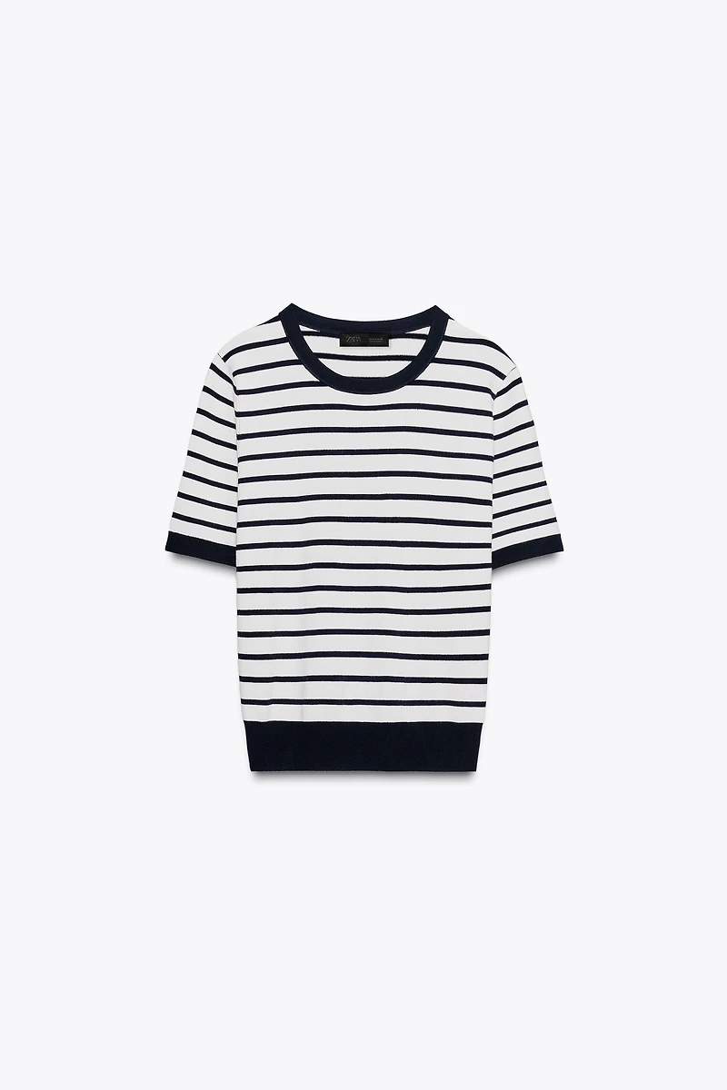 SHORT SLEEVE BASIC KNIT TOP