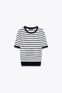 SHORT SLEEVE BASIC KNIT TOP