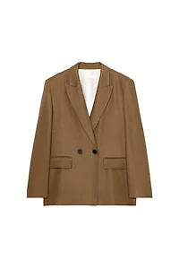 LINEN DOUBLE BREASTED BLAZER WITH ROLLED-UP SLEEVES