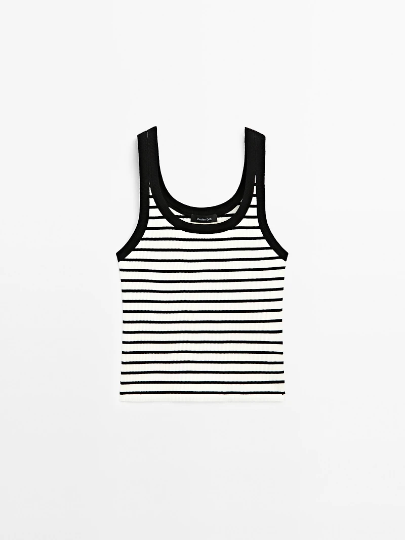 Stripe print vest top
