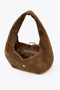 FRINGED SPLIT LEATHER SHOULDER BAG