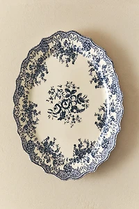 PLAT FAÏENCE IMPRIMÉ FLEURS