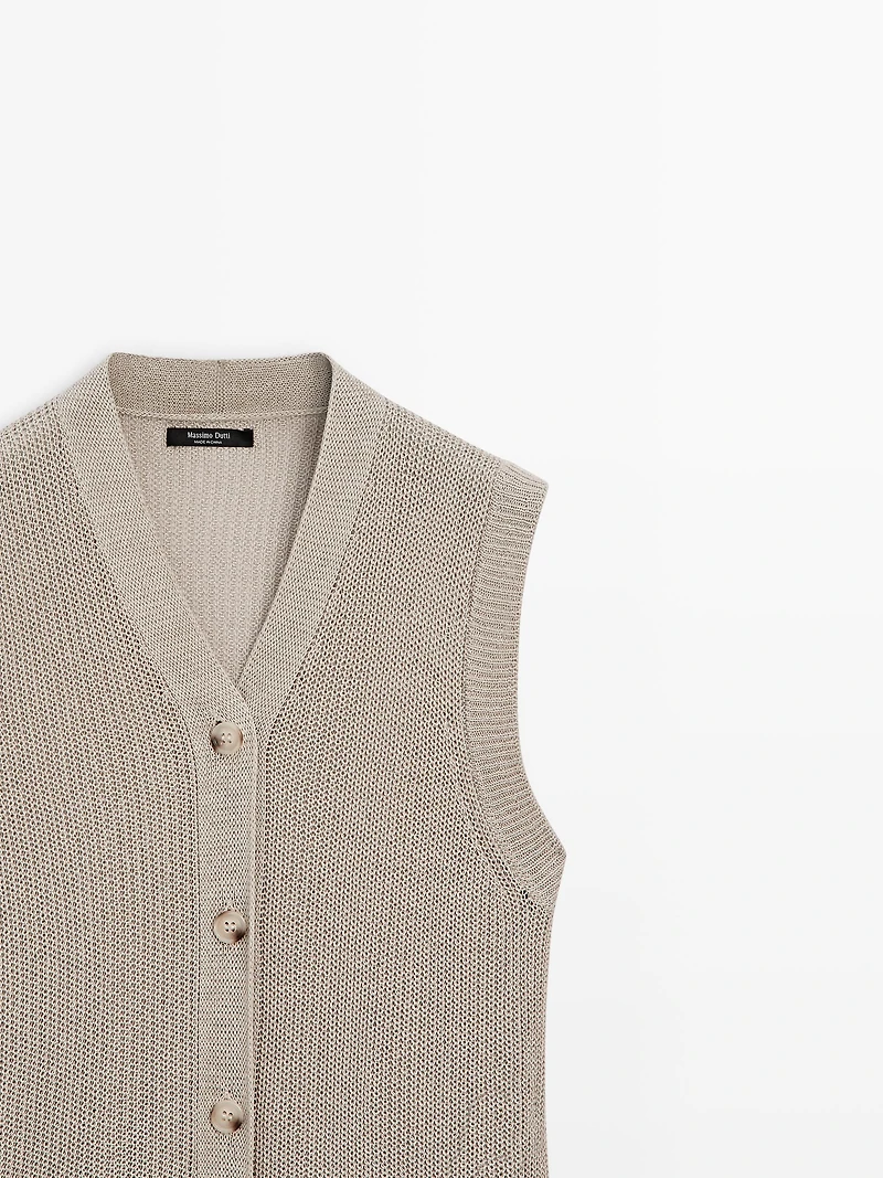 Knit vest with a high neck