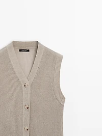 Knit vest with a high neck
