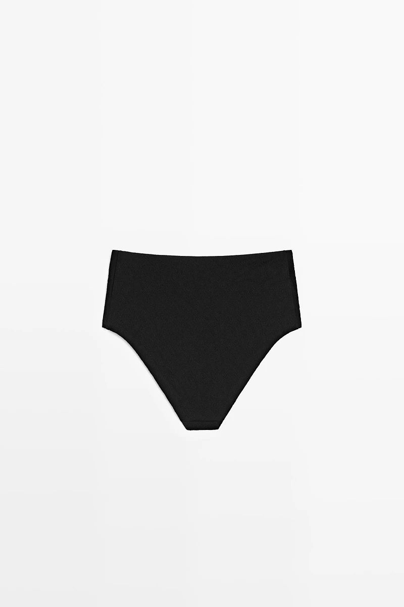 Textured high-waist bikini briefs