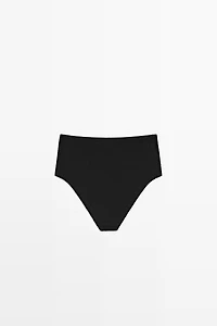 Textured high-waist bikini briefs