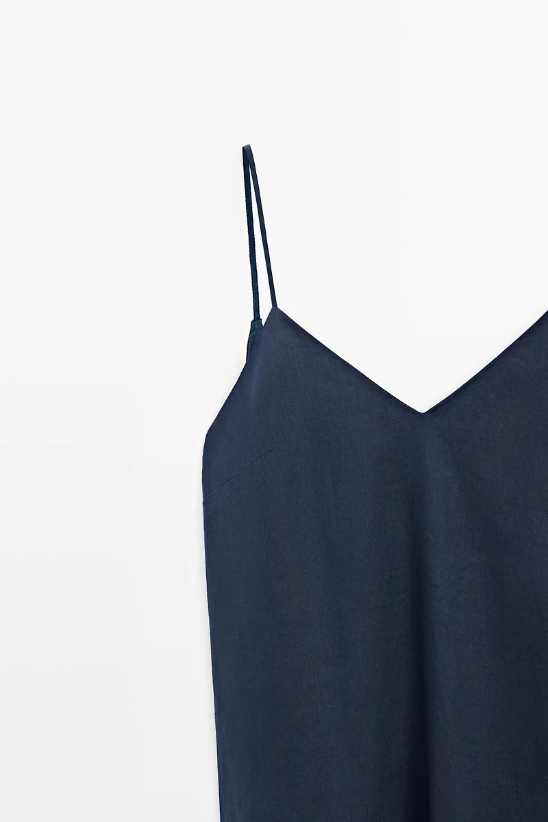 100% linen asymmetric midi dress