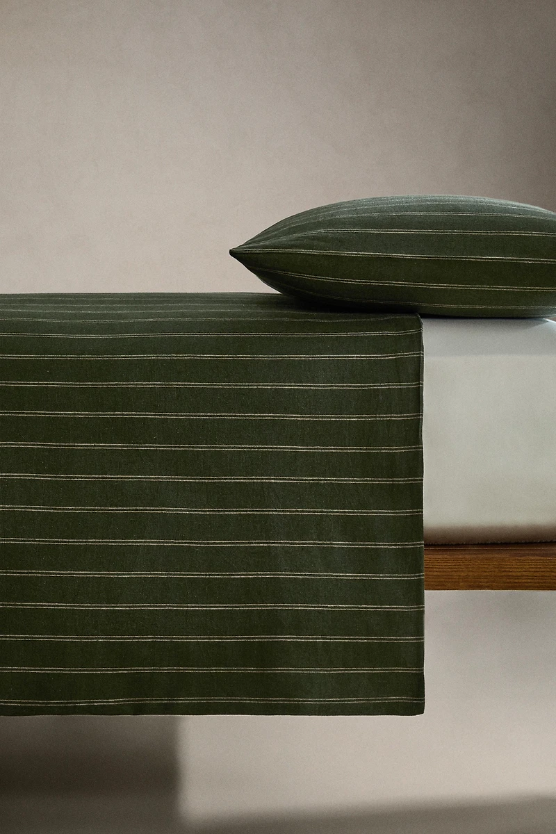 HOUSSE DE COUETTE COTON ET LIN RAYURES NOËL