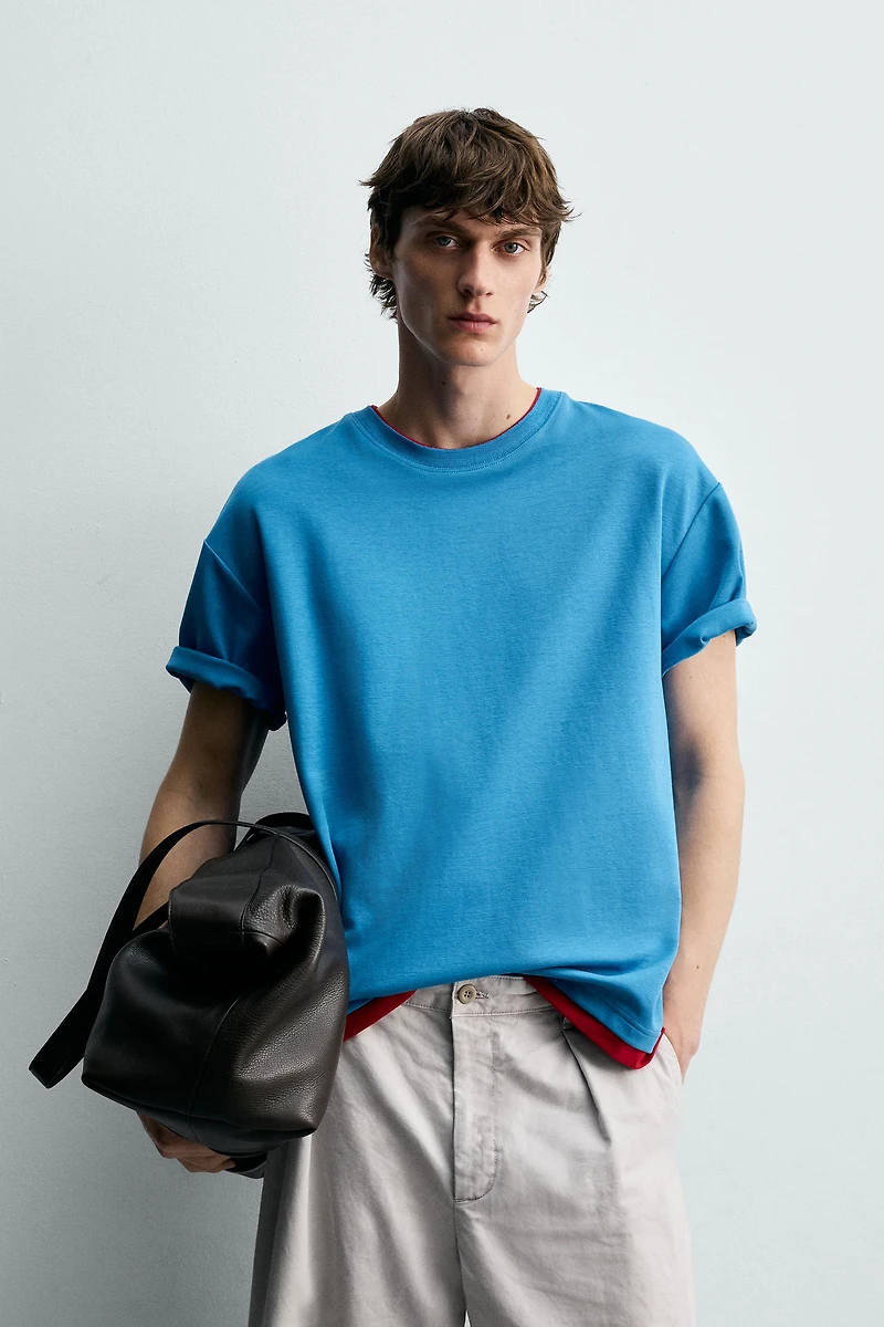 CONTRAST DOUBLE TRIM T-SHIRT