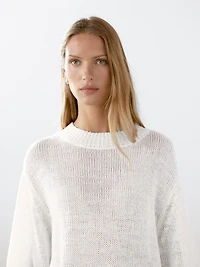 Pull en maille à manches courtes lin