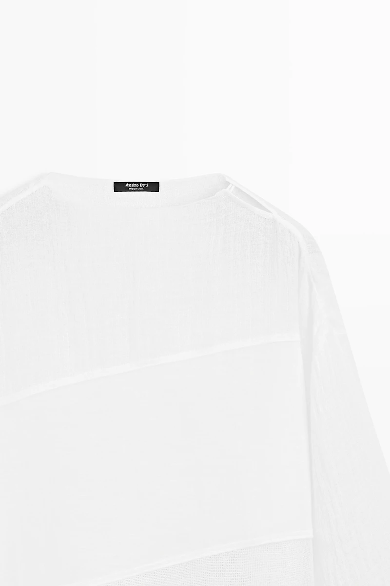 Linen blend mixed fabric shirt