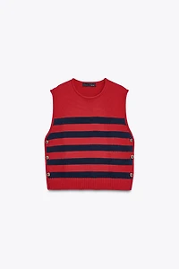 SIDE BUTTON KNIT VEST TOP