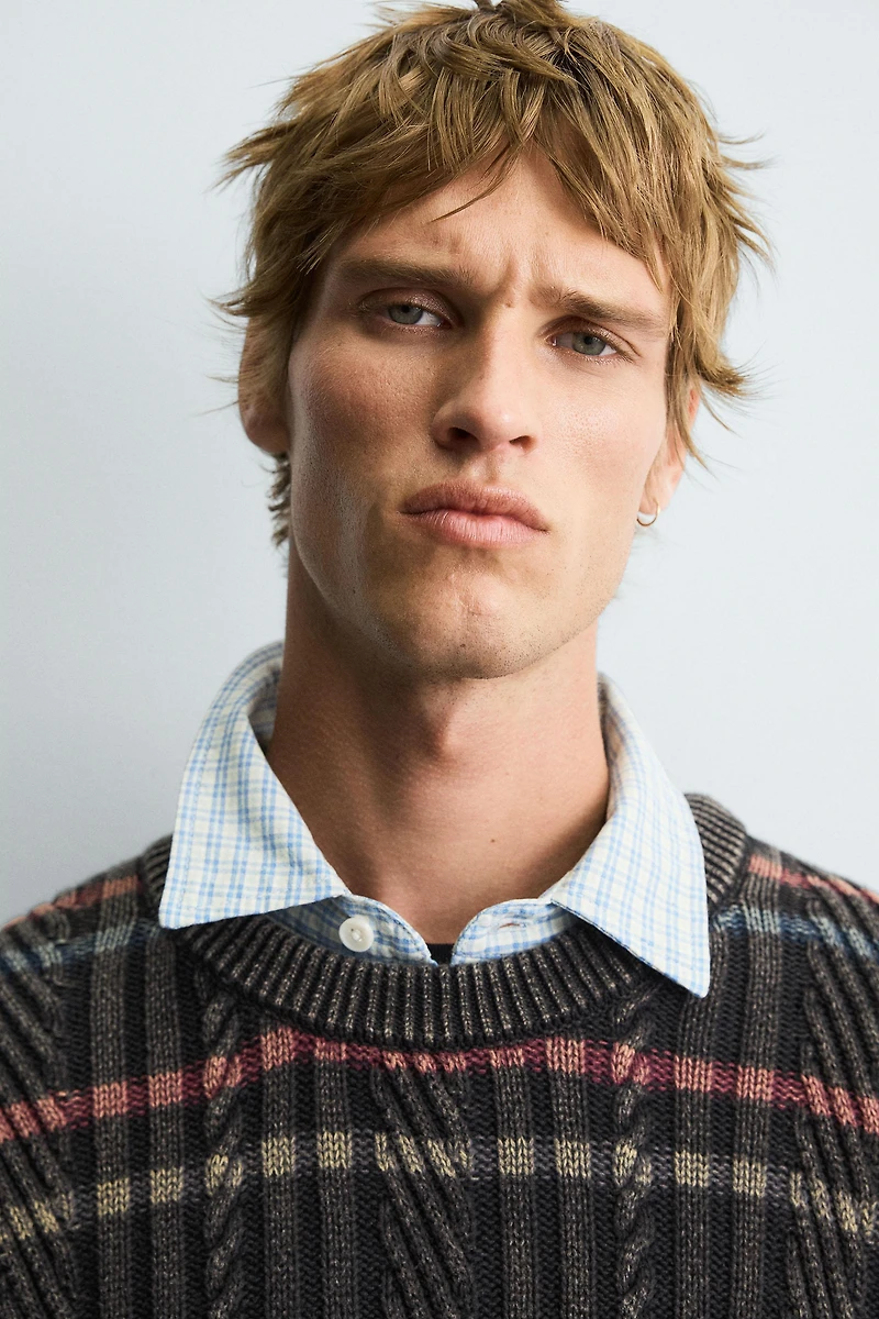 TEXTURED STRIPED SWEATER