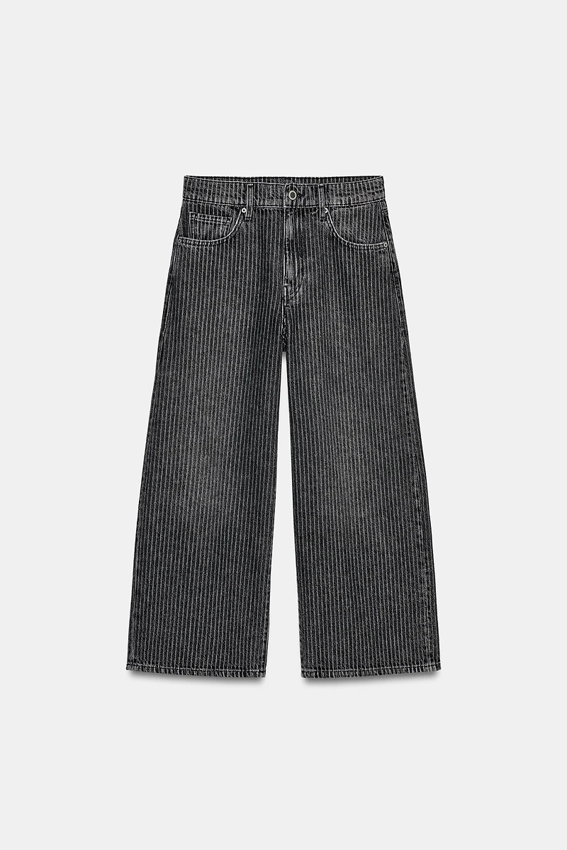 ZW COLLECTION MID-RISE STRIPED CULOTTE JEANS