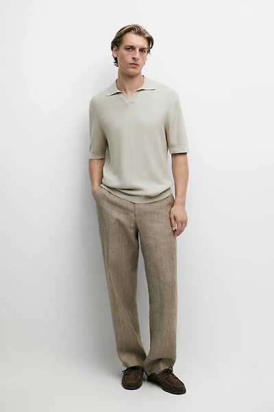 Regular fit cotton knit polo shirt