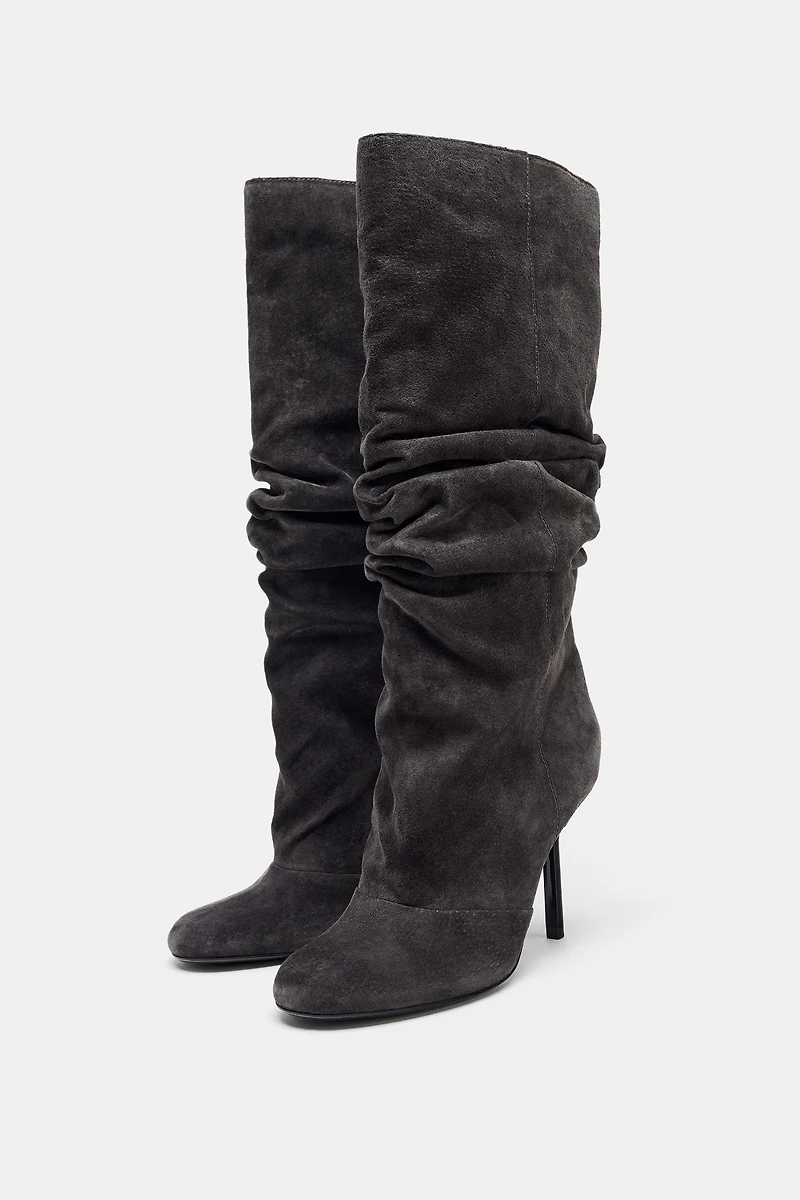 GATHERED LEATHER BOOTS