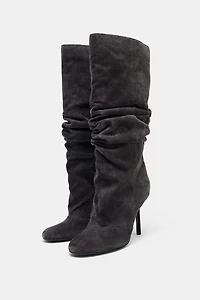 GATHERED LEATHER BOOTS