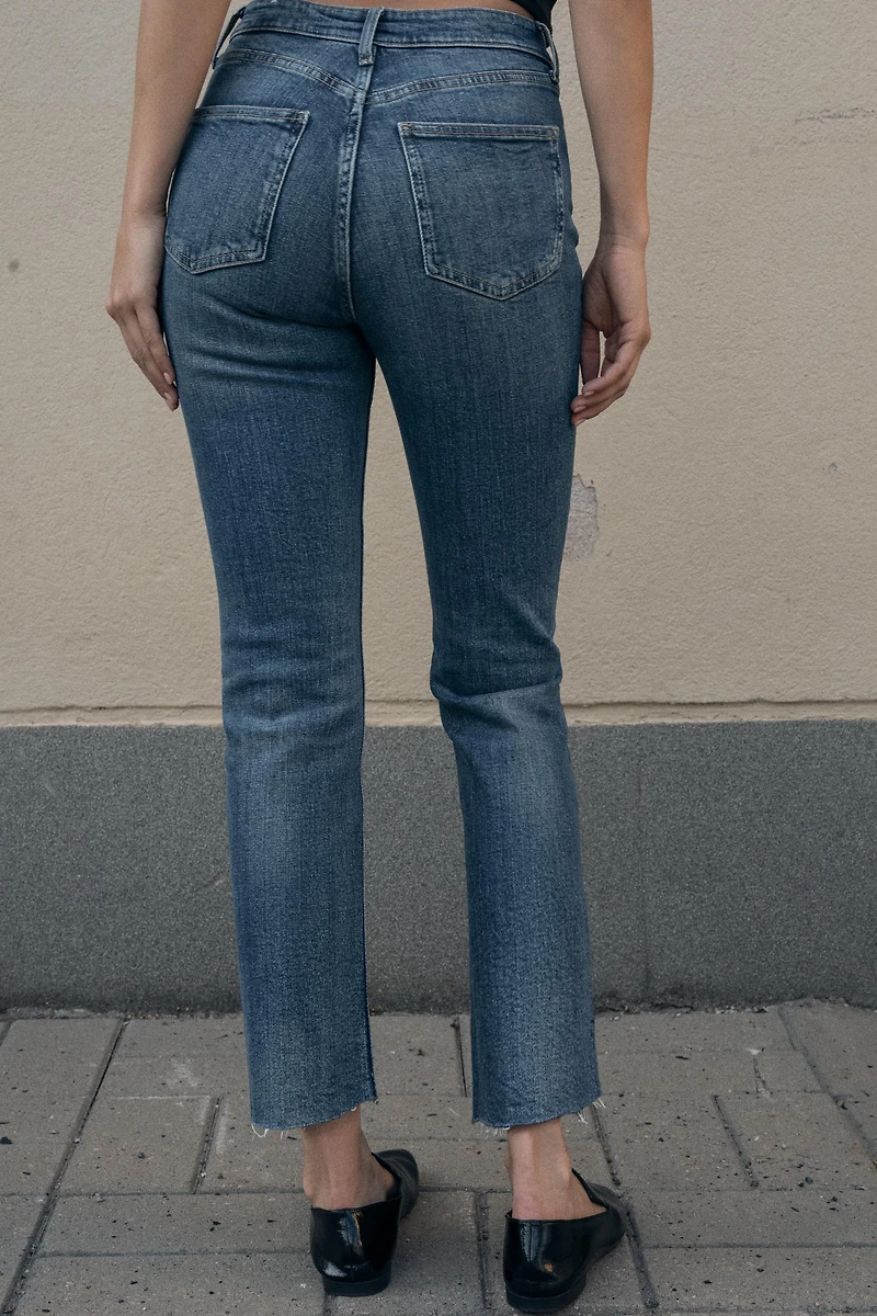TRF HIGH-WAISTED CROPPED FLARE JEANS