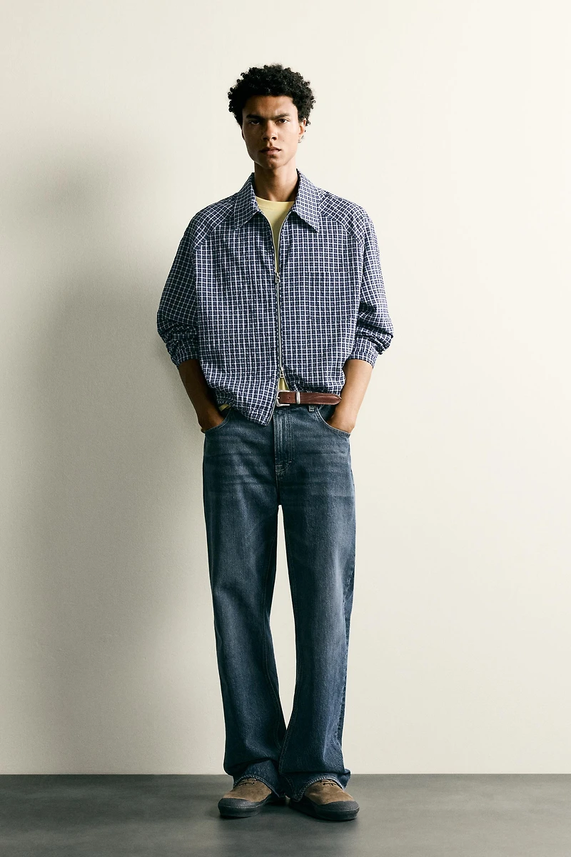 TEXTURED PLAID OVERSHIRT
