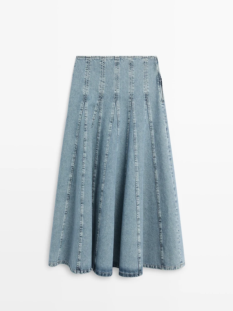 Jupe midi godet en jean