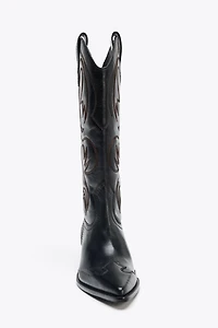 EMBROIDERED LEATHER COWBOY BOOTS