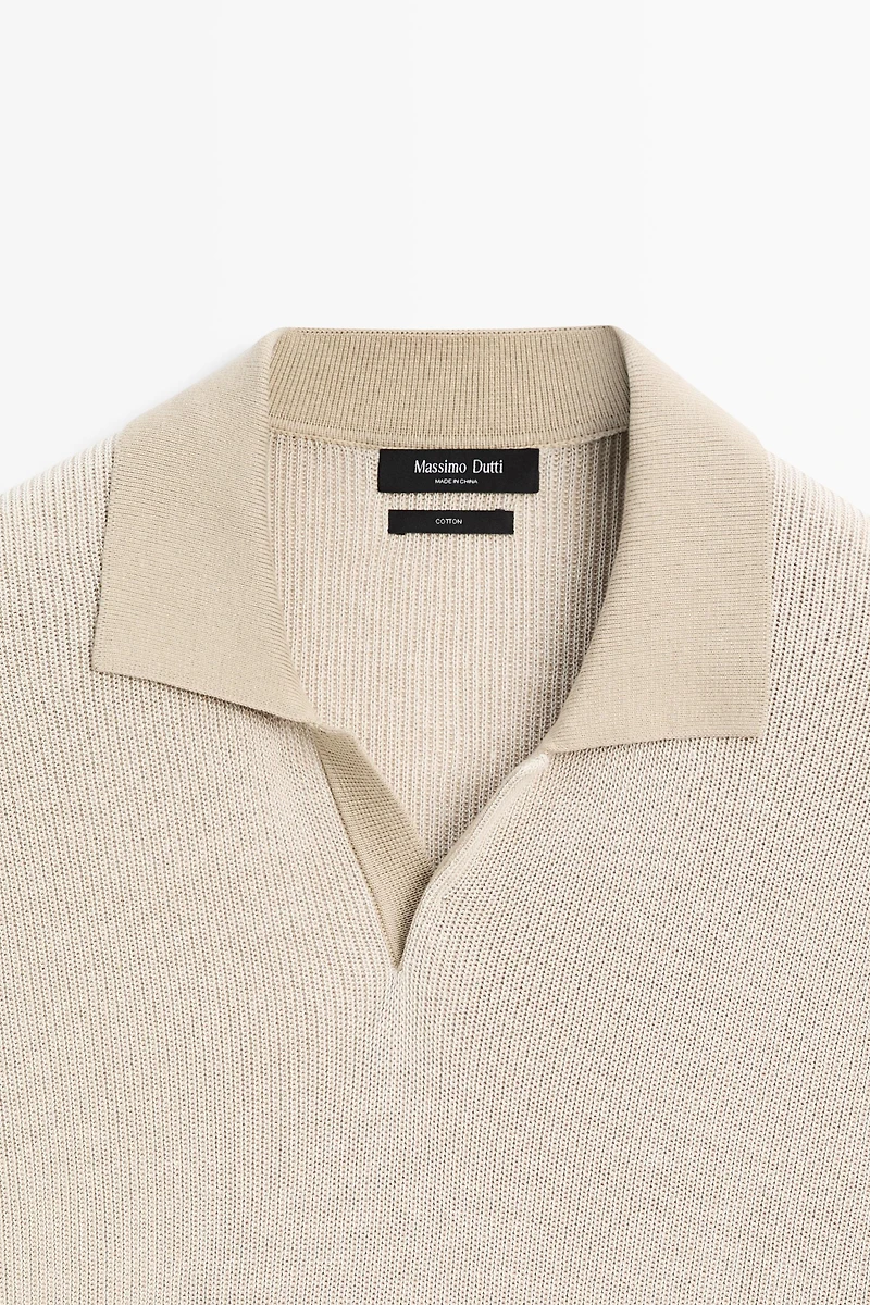 100% Cotton knit polo sweater