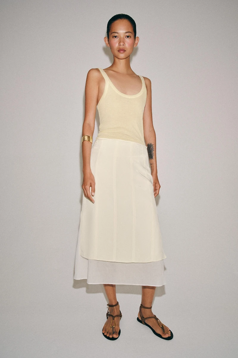 ZW COLLECTION COMBINATION MIDI SKIRT