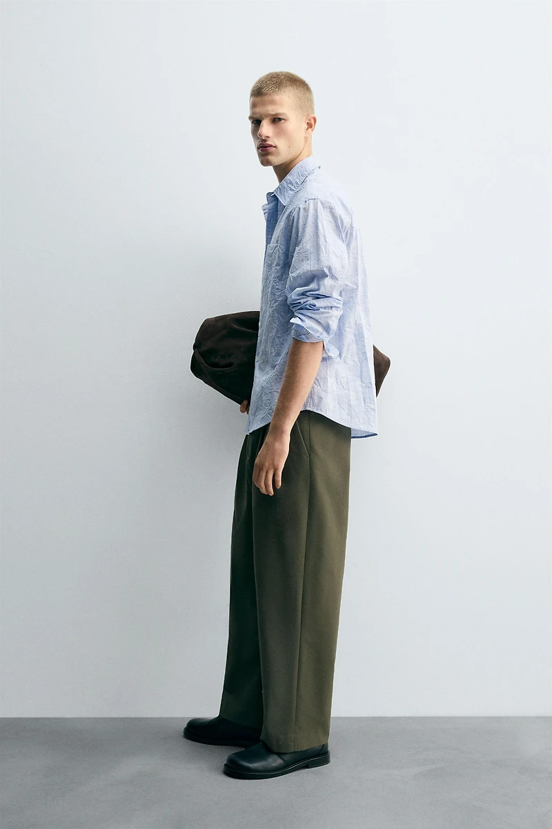 STRIPED WRINKLED EFFECT SHIRT