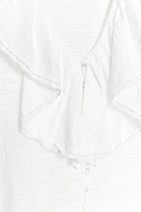 LACE TRIM RUFFLED BLOUSE