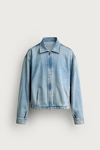WASHED DENIM ZIP-UP JACKET