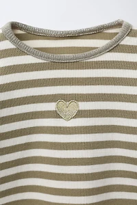 SPARKLY STRIPED EMBROIDERED T-SHIRT