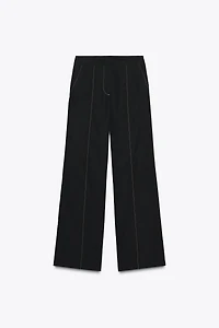 PANTALON DROIT SURPIQÛRES CONTRASTE