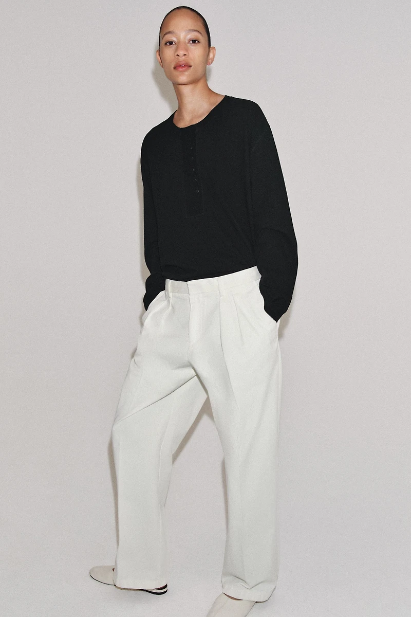 LINEN BLEND HENLEY SHIRT