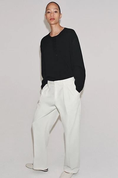 LINEN BLEND HENLEY SHIRT