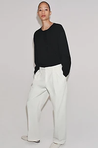 LINEN BLEND HENLEY SHIRT