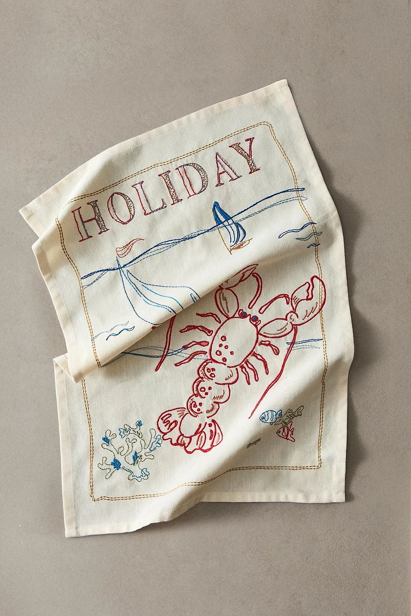 TORCHON DE CUISINE BRODERIE VACANCES