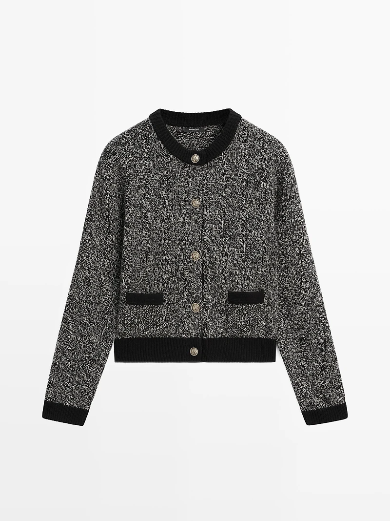 Cardigan en laine mélangée avec boutons dorés