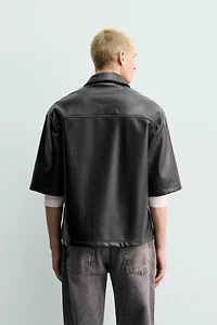 FAUX LEATHER RELAXED FIT OVERSHIRT