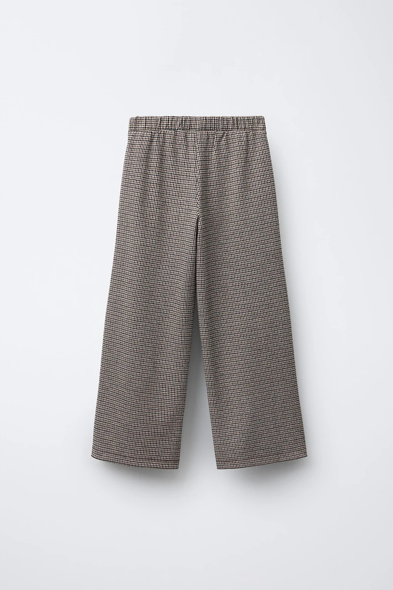 JACQUARD BUTTON WIDE LEG PANTS