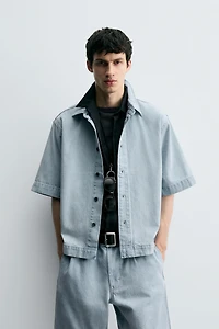 CHEMISE EN DENIM À MANCHES COURTES
