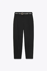 BELTED PLEATED PANTS