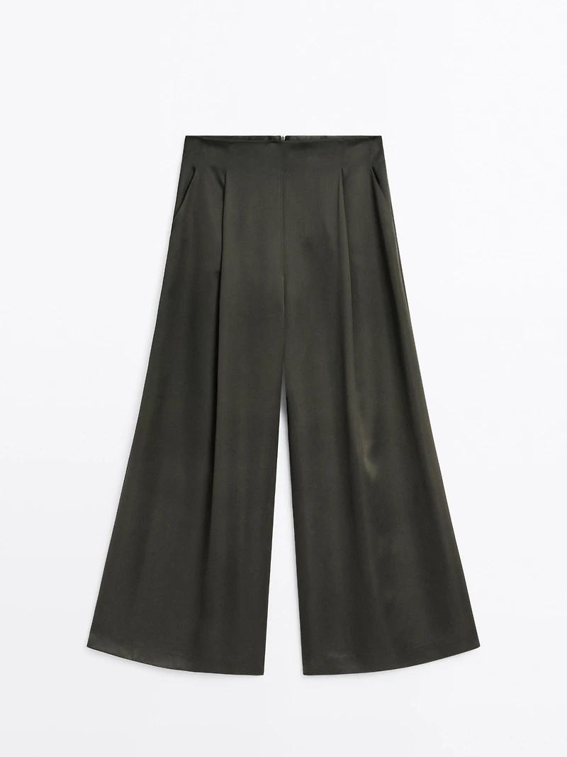 Satin wide-leg trousers