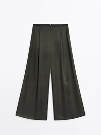 Satin wide-leg trousers
