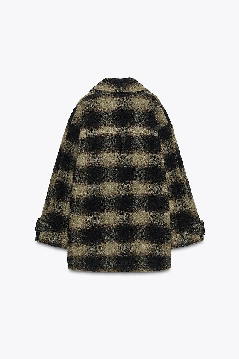 PLAID WOOL BLEND COAT ZW COLLECTION LIMITED EDITION