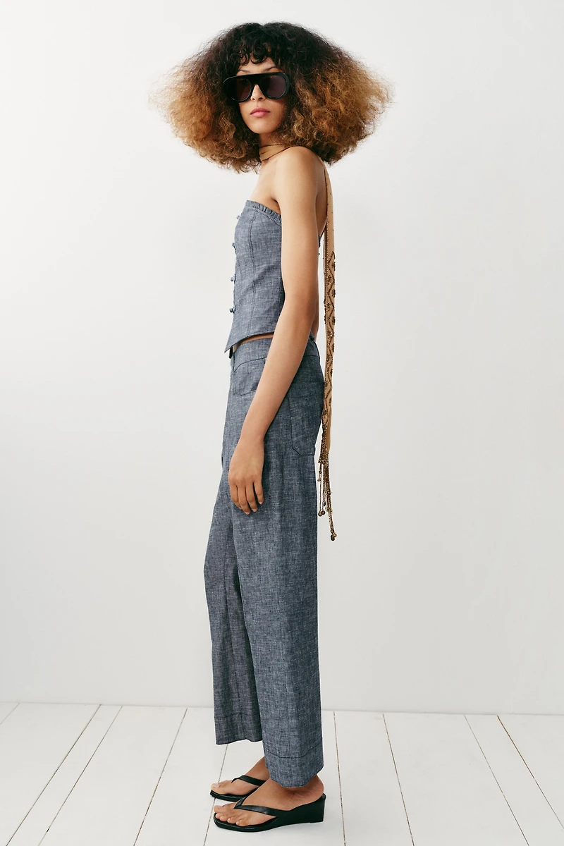 LINEN MINI FLARE PANTS